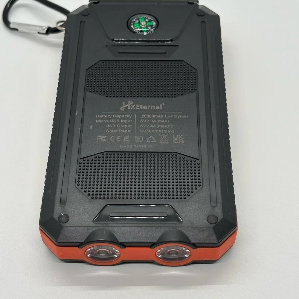 Solar Charger Power Bank - Orange and Black